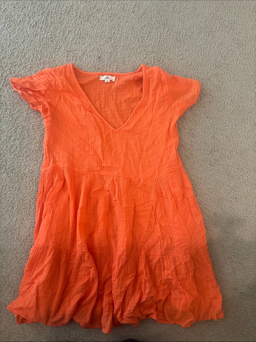 Rip Curl Orange V-Neck Textured Gauze cover up/dress